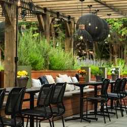 The beer garden at the Prince Of Wales,