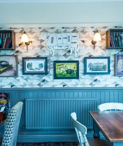 interior of the restaurant with seating area