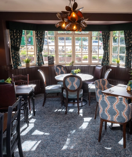 The interior restaurant and seating area at the Apple Tree.