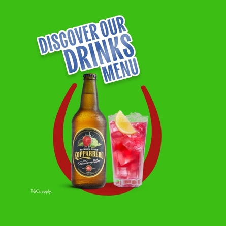 A banner promoting a Drinks Menu at Hungry Horse venues.
