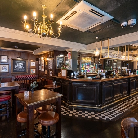 Internal seating area in a pub restaurant