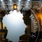 An etched mirror behind the bar