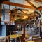 Interior seating area on a mezzanine