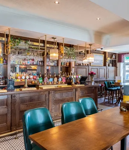 interior bar with restaurant and seating area