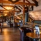 Interior seating area on a mezzanine