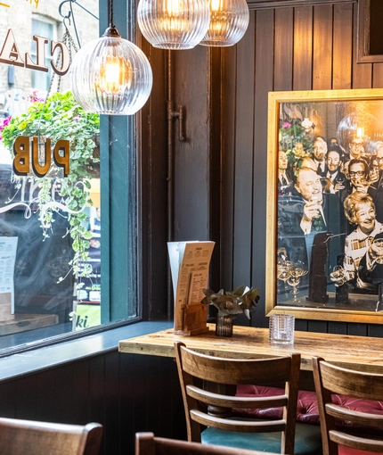 Internal seating area in a pub restaurant
