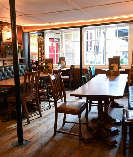 interior of the restaurant with seating area