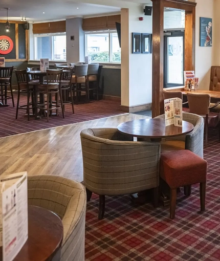 interior of restaurant and seating area