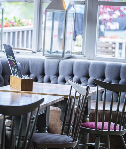 Internal seating area in a pub restaurant