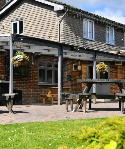 exterior of the venue with beer garden