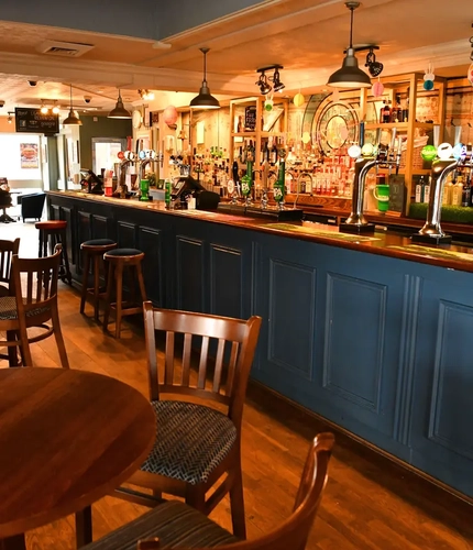 interior seating area and bar