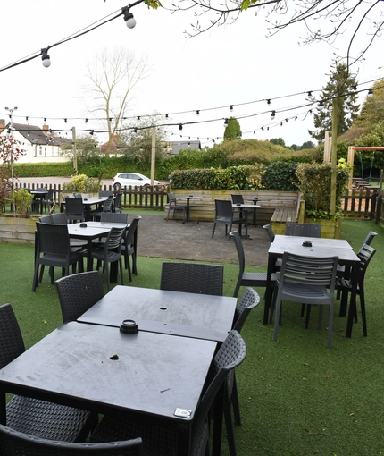 Beer garden outside of a pub