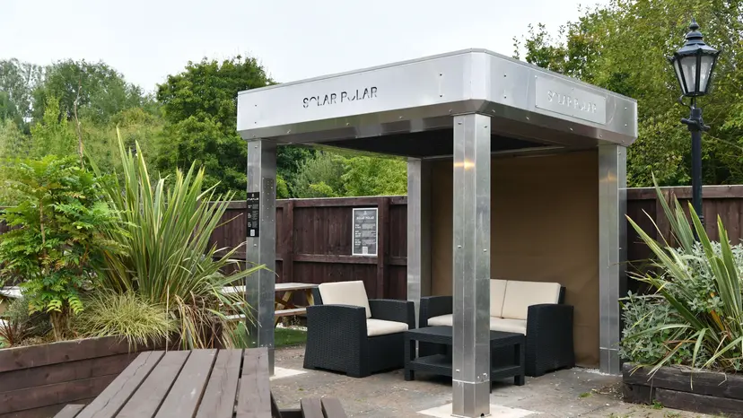The solar powered pergola at the Ock n Dough.