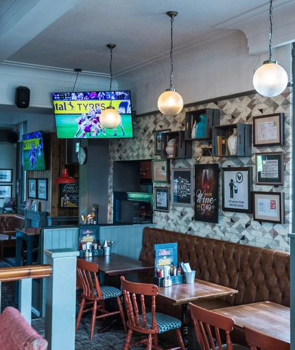 interior of the restaurant with seating area