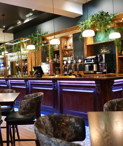 A restaurant area in a pub