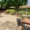 The exterior beer garden and seating area at the Queens Head.