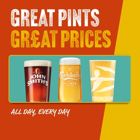 A graphic promoting 'great pints at great prices' at Proper Locals.