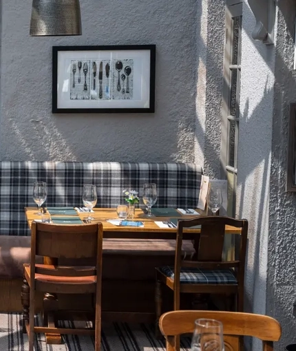 The interior restaurant and seating area at the Cedars Inn.