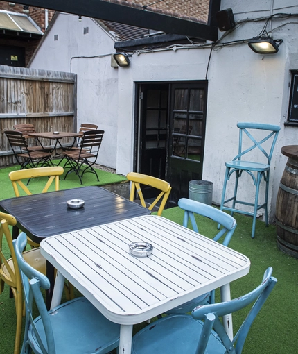 Beer garden outside of a pub