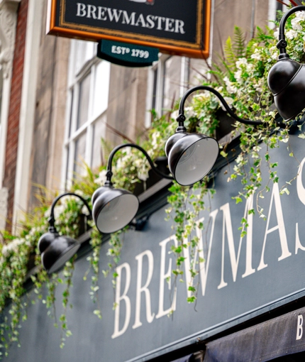 The sign outside of the Brewmaster.