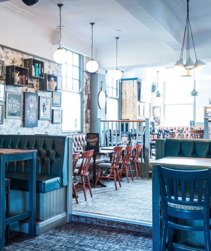 interior of the restaurant with seating aera