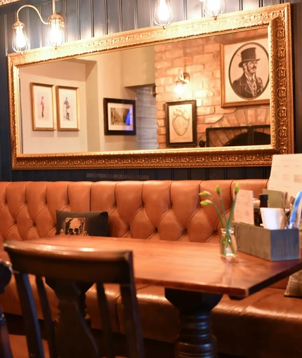 interior seating area and restaurant