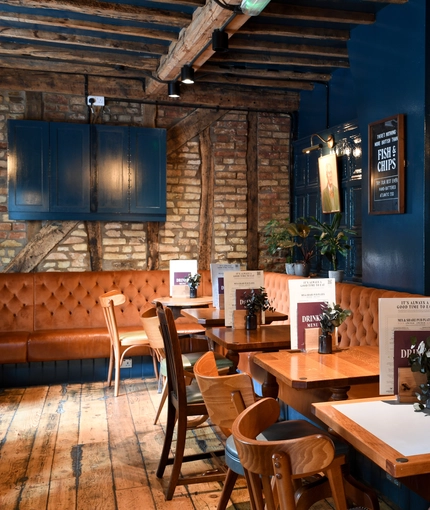 Internal seating area in a pub restaurant