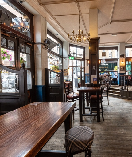 Internal seating area in a pub restaurant