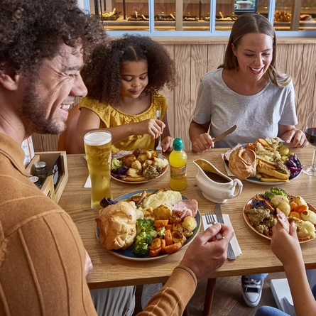 Family enjoying a carvery