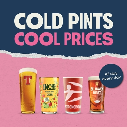 A banner displaying drinks promotions for the Old Post Office Bar.