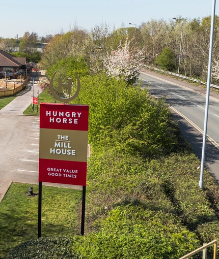 Exterior Drone shot of the Millhouse in Stretton