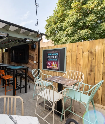 Beer garden outside of a pub