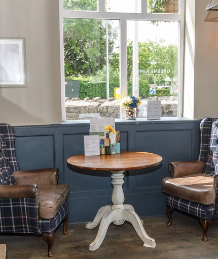 Interior dining area of a pub.