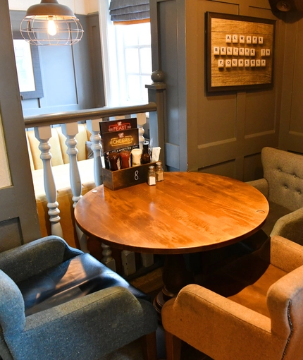 interior seating area and restaurant