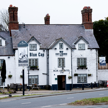 The exterior facade of The Blue Cap.