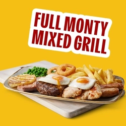 A banner promoting the Full Monty Mixed Grill as part of the Grill Monday campaign at Hungry Horse venues.
