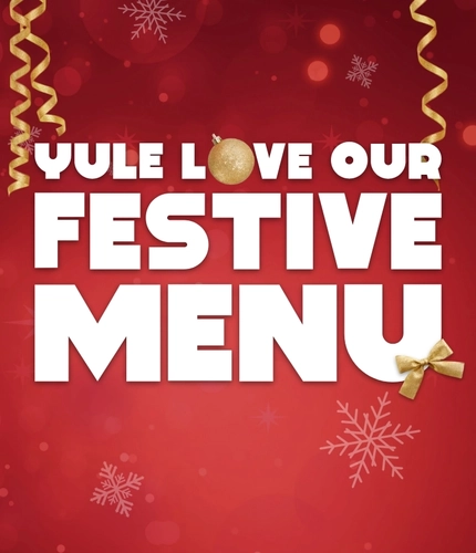 A graphic that says 'You'll love our festive menu'.