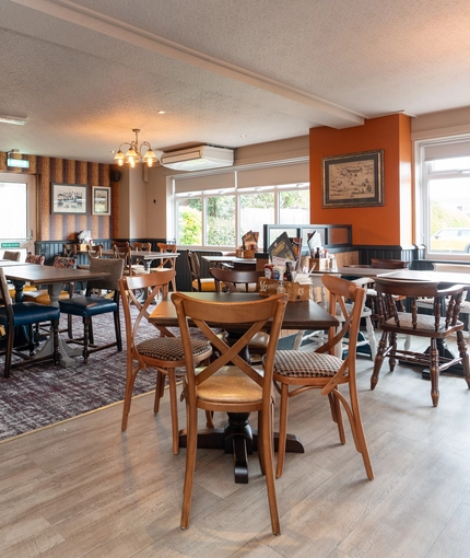 The restaurant area of the Cocked Hat.