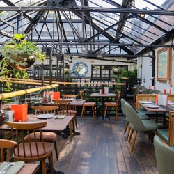 The interior restaurant and seating area at the Ubiquitous Chip.