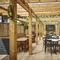 The exterior covered beer garden seating area with outdoor TV at The Yacht.