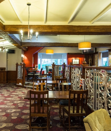 interior of the restaurant with seating area