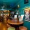 Interior of the pub in the seating area.