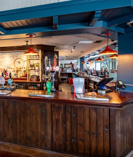 An interior shot of the bar at the Waterside in Shoreham-By-Sea.