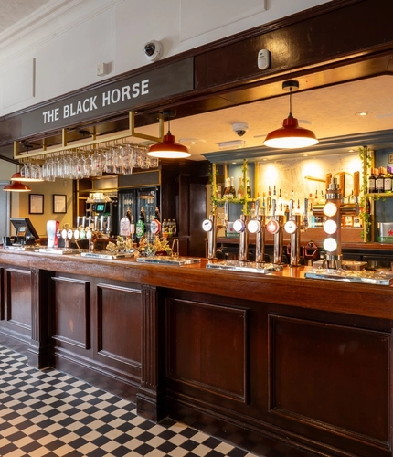 The interior bar area at the Black Horse.