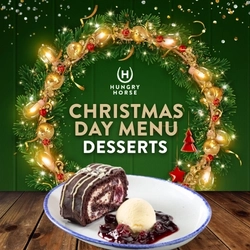 A banner promoting Christmas Day Desserts at Hungry Horse venues.