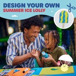 A banner promoting Summer crafts at Wacky Warehouse venues.