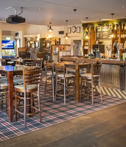 interior seating area and bar
