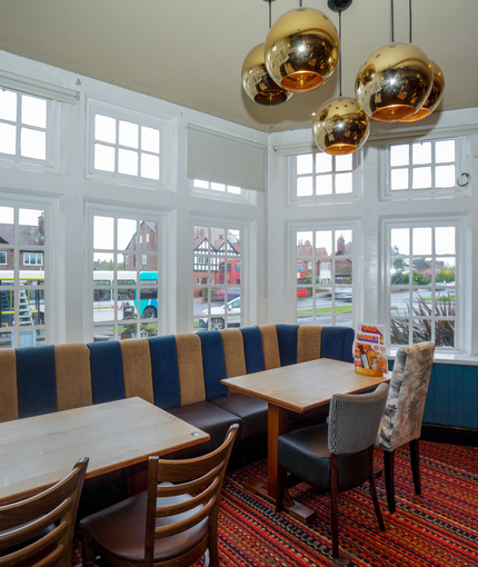 interior of the restaurant with seating area