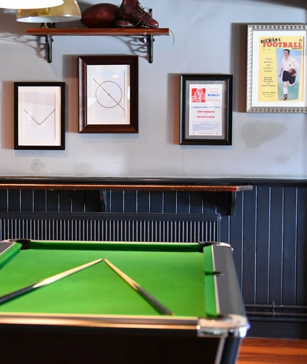 pool table and seating area