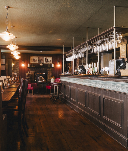 The interior bar and seating area at the Three Tuns.